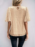 Sequin Round Neck Half Sleeve Top - Trendsi - Flyclothing LLC