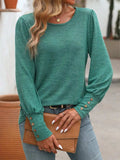 Decorative Button Round Neck Long Sleeve T-Shirt - Trendsi - Flyclothing LLC