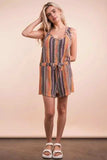 VERY J Crochet Multi Color Striped Casual Summer Romper - Trendsi - Flyclothing LLC