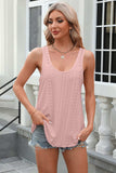 Eyelet Scoop Neck Wide Strap Tank - Trendsi - Flyclothing LLC