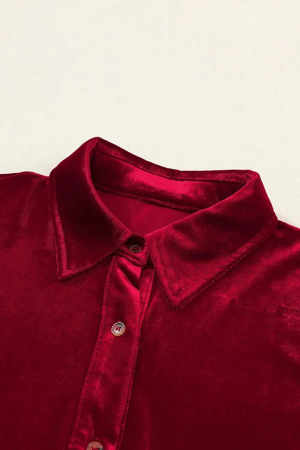 Ruched Button Up Collared Neck Long Sleeve Shirt Dress - Trendsi - Flyclothing LLC