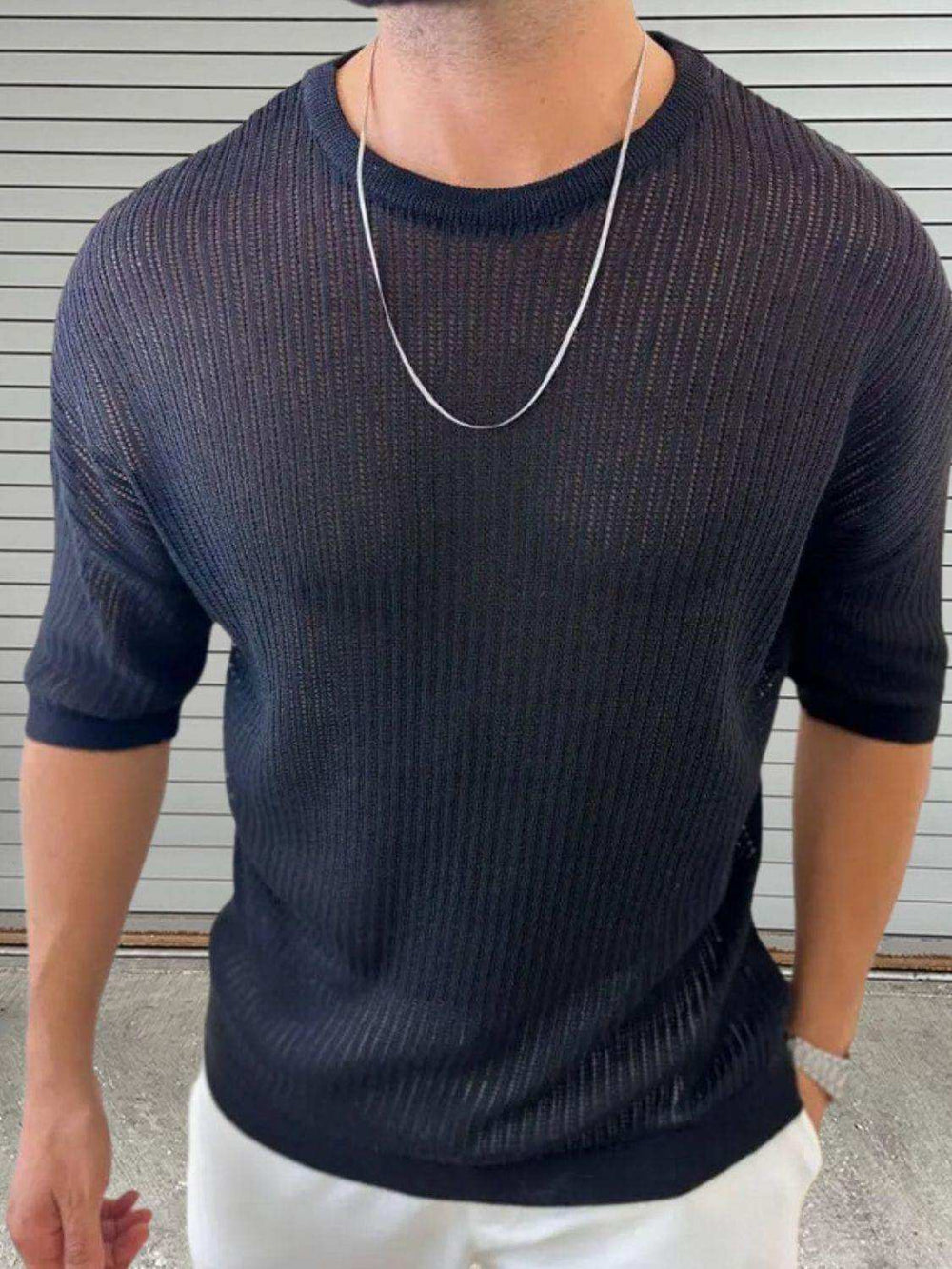 Men's Round Neck Drop Shouler Knit Top - Trendsi - Flyclothing LLC