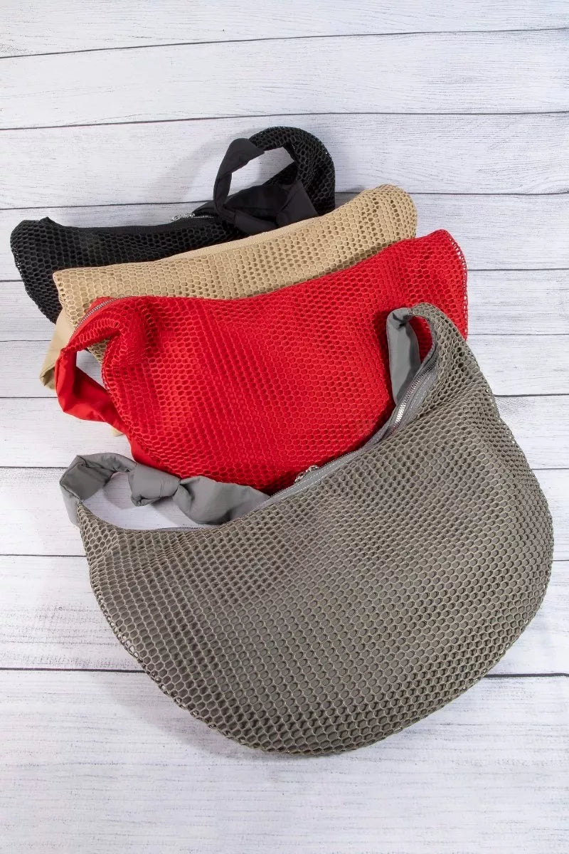 Fame Textured Mesh Knot Shoulder Bag - Trendsi - Flyclothing LLC