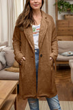 Full Size One Button Long Sleeve Longline Plush Coat - Trendsi - Flyclothing LLC