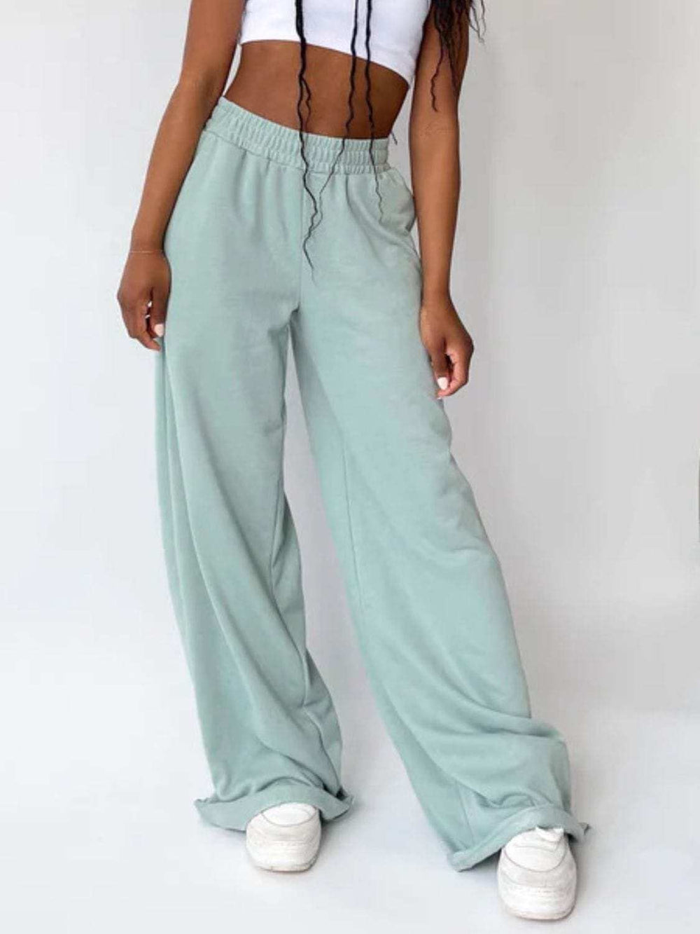 Elastic Waist Wide Leg Pants - Trendsi - Flyclothing LLC