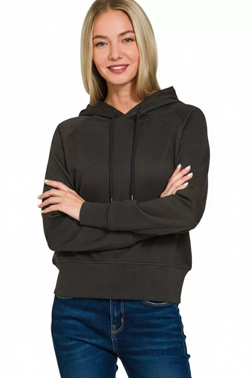 Zenana Drawstring Scuba Hoodie - Trendsi - Flyclothing LLC