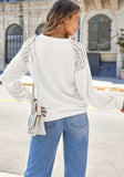 Lace Detail Round Neck Lantern Sleeve Top - Trendsi - Flyclothing LLC