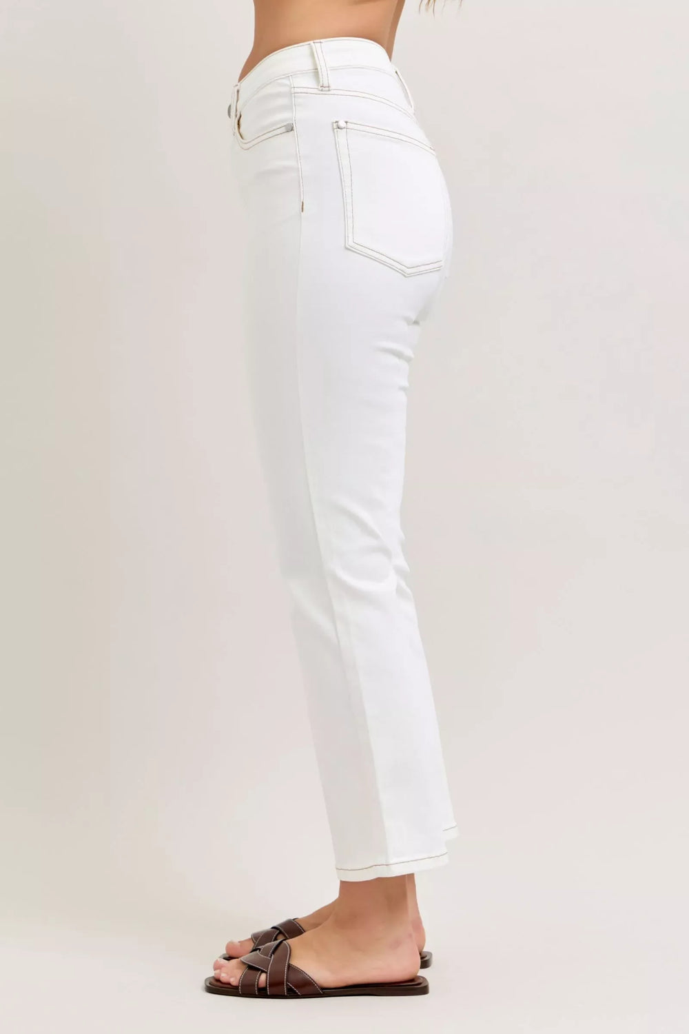 Judy Blue Contrast Stitching Cropped Flare Jeans - Trendsi - Flyclothing LLC