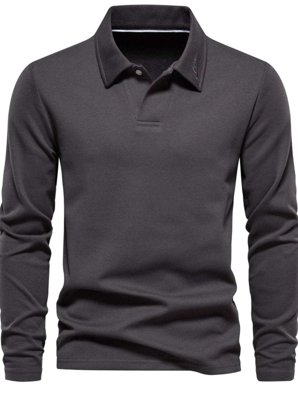 Men's Collared Neck Long Sleeve Polo - Trendsi - Flyclothing LLC