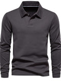 Men's Collared Neck Long Sleeve Polo - Trendsi - Flyclothing LLC