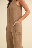 MABLE Sleeveless Knit Crop Jumpsuit with Pockets - Trendsi - Flyclothing LLC