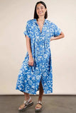 VERY J Plus Size Oversized Printed Shirt Midi Dress - Trendsi - Flyclothing LLC
