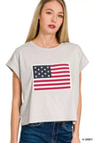 Zenana Round Neck Short Sleeve American Flag T-Shirt - Trendsi - Flyclothing LLC
