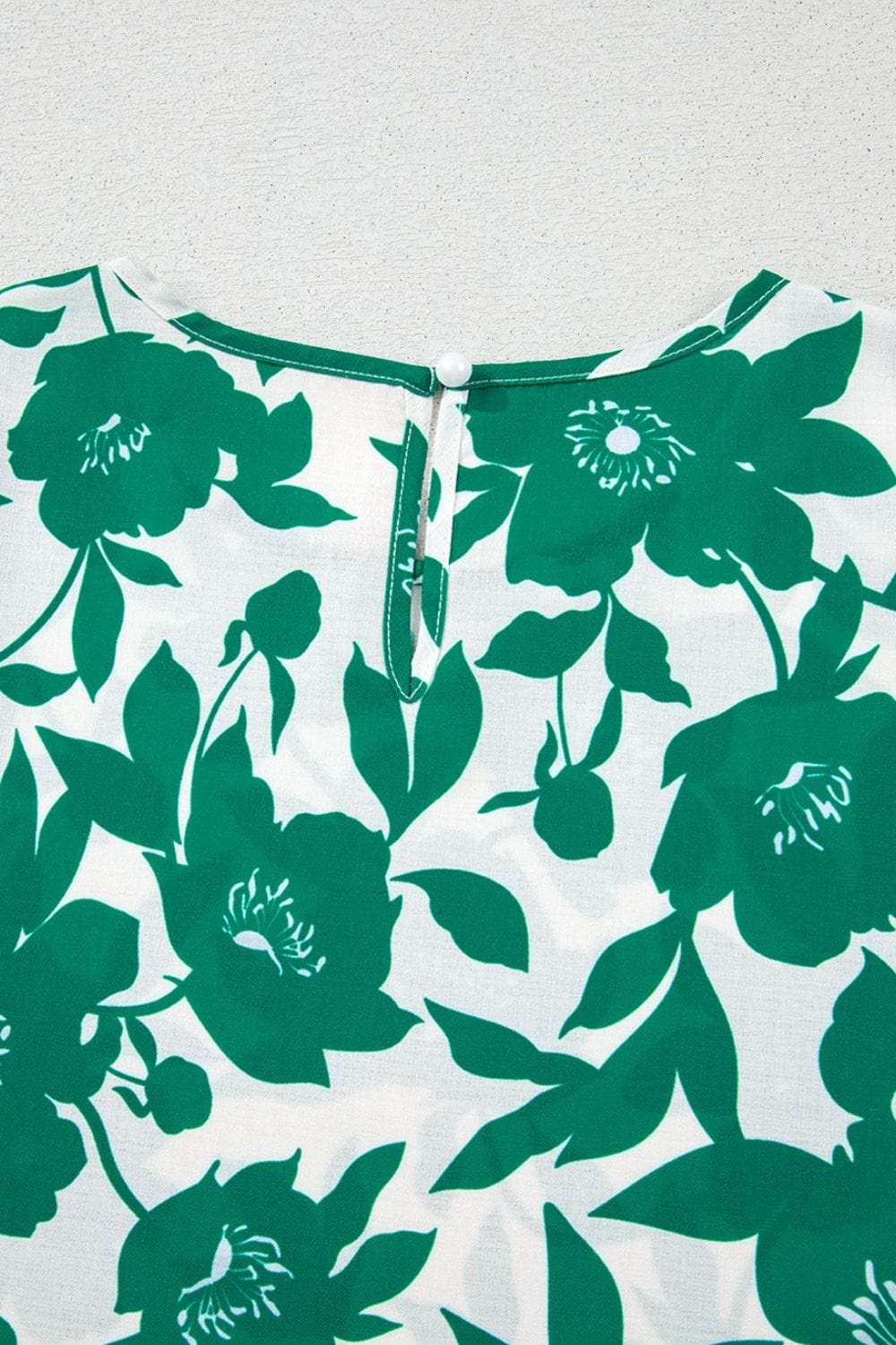 Floral Print Ruffled Short Sleeve Round Neck Loose Blouse - Trendsi - Flyclothing LLC