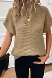 Solid Color Turtleneck Short Sleeve Sweater - Trendsi - Flyclothing LLC