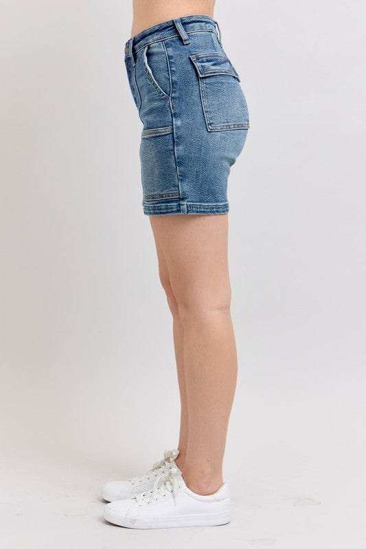 Judy Blue Full Size High Rise Denim Shorts Plus Size - Trendsi - Flyclothing LLC