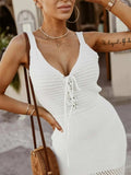 Lace Up Sleeveless Sweater Dress - Trendsi - Flyclothing LLC