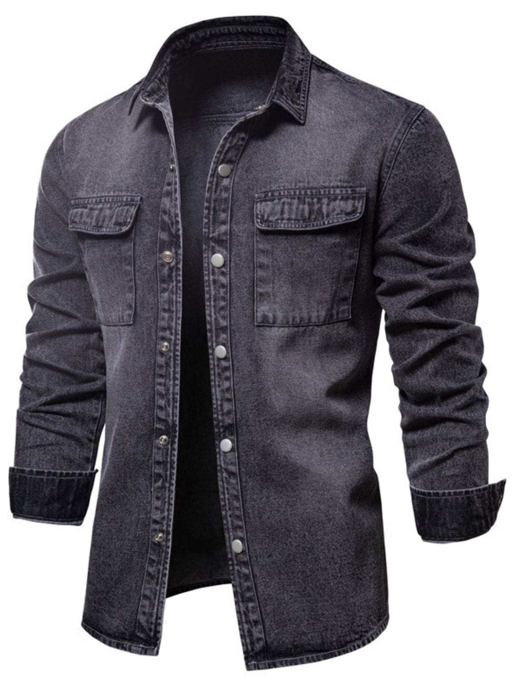 Men's Button Down Chest Pocket Denim Jacket - Trendsi - Flyclothing LLC
