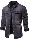 Men's Button Down Chest Pocket Denim Jacket - Trendsi - Flyclothing LLC