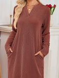Casual Ribbed Knit Long Sleeve Dress - Trendsi - Flyclothing LLC