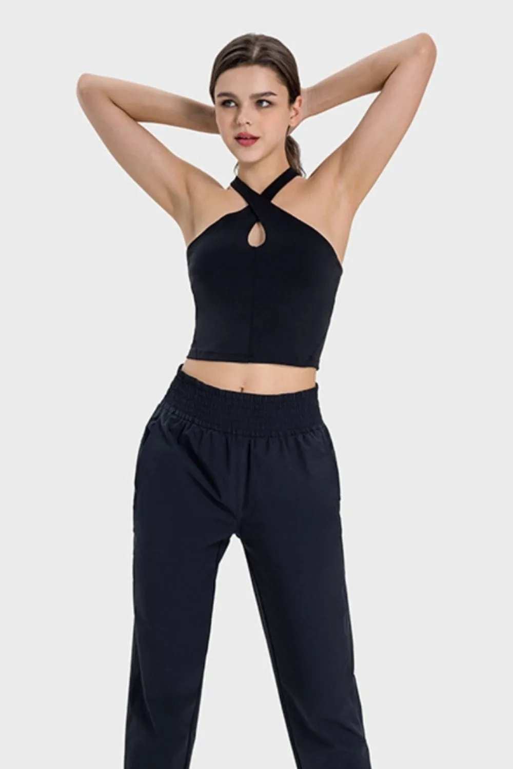Crisscross Grecian Neck Active Cami - Trendsi - Flyclothing LLC