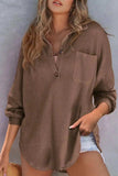 Half Button Long Sleeve Sweatshirt - Trendsi - Flyclothing LLC