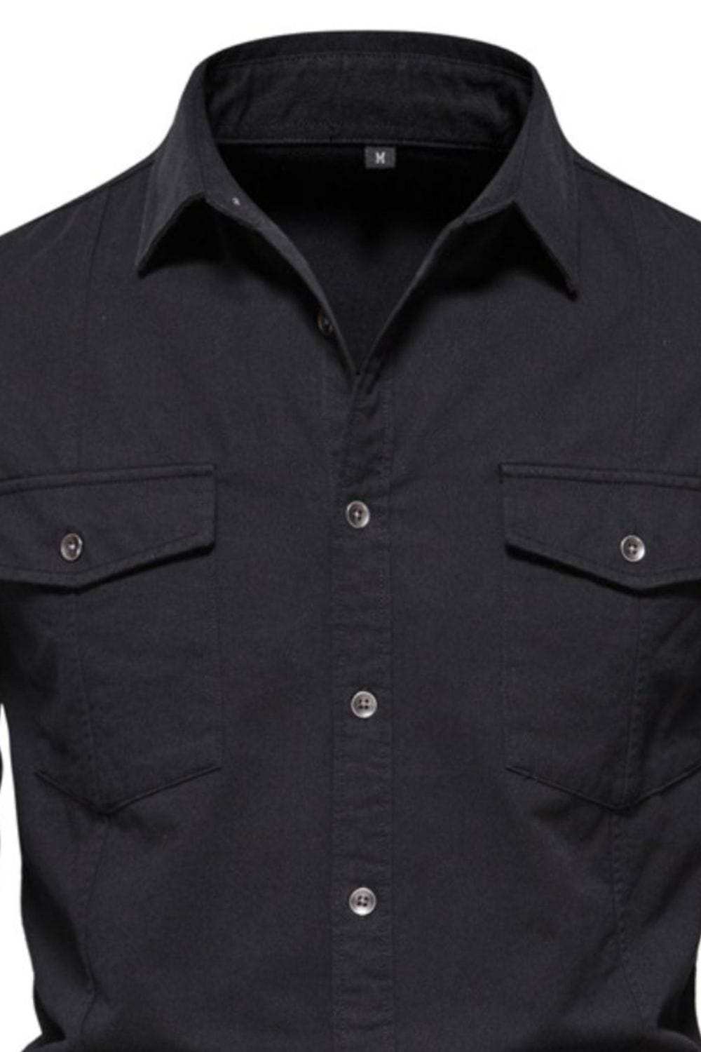 Men's Button Down Collared Neck Shirt - Trendsi - Flyclothing LLC