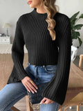Mock Neck Long Sleeve Sweater - Trendsi - Flyclothing LLC