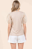 Mittoshop Round Neck Puff Short Sleeve Top - Trendsi - Flyclothing LLC