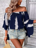 Off Shoulder Bell Sleeve Blouse - Trendsi - Flyclothing LLC