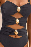 Cutout Ruched Sweetheart Neck One-Piece Swimwear - Trendsi - Flyclothing LLC