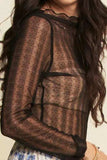 Davi & Dani Turtle Neck Lace Dotted Stretch Mesh Sheer Top - Trendsi - Flyclothing LLC