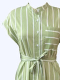 Striped Tie Waist Short Sleeve Dress - Trendsi - Flyclothing LLC