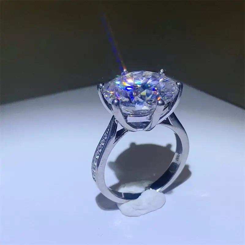 10 Carat Moissanite 925 Sterling Silver Ring - Trendsi - Flyclothing LLC