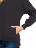 Zenana Full Size Fleece Hi-low Boyfriend Sweatshirts with Pockets Plus Size - Trendsi - Flyclothing LLC