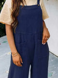 Full Size Casual Wide Leg Textured Overalls Plus Size - Trendsi - Flyclothing LLC