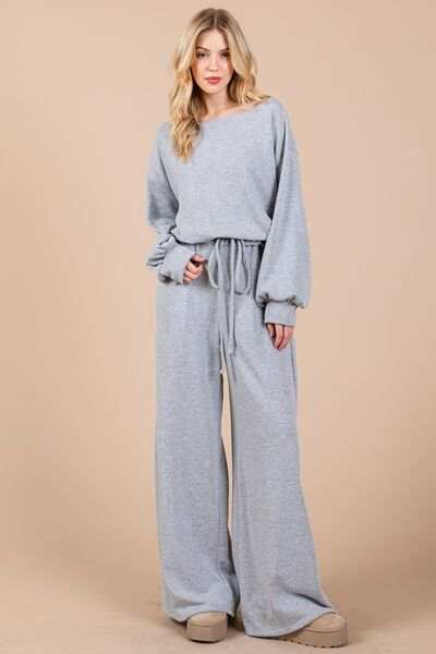 Ces Femme Boat Neck Long Sleeve Drawstring Jumpsuit - Trendsi - Flyclothing LLC