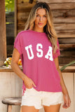 USA Round Neck Short Sleeve T-Shirt - Trendsi - Flyclothing LLC