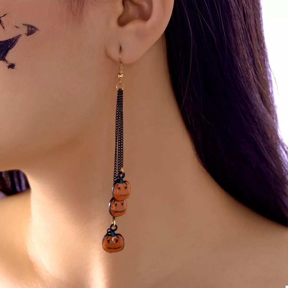 Halloween Pumpkin Chain Drop Earrings - Trendsi - Flyclothing LLC