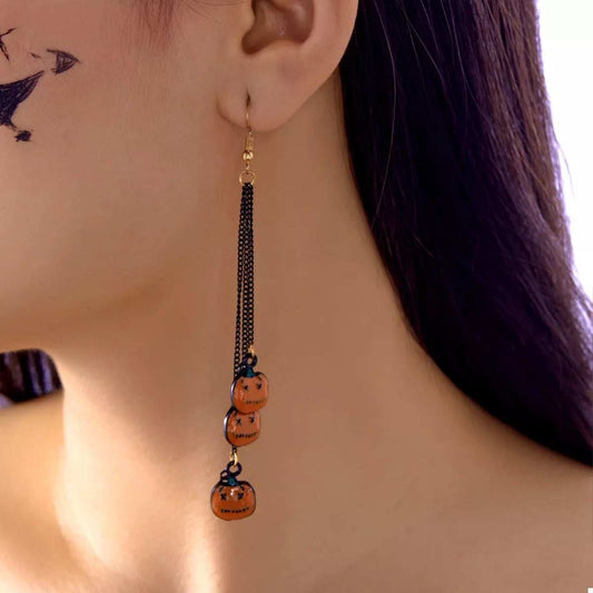 Halloween Pumpkin Chain Drop Earrings - Trendsi - Flyclothing LLC