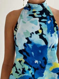 Backless Printed Halter Neck Tank - Trendsi - Flyclothing LLC