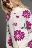 Umgee Floral Patterned Mock Neck Sweater - Trendsi - Flyclothing LLC