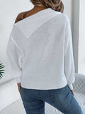Cable-Knit One Shoulder Long Sleeve Sweater - Trendsi - Flyclothing LLC