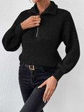 Honey Half Zip Dropped Shoulder Sweater - Trendsi - Flyclothing LLC