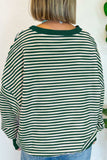 LUCKY Striped Round Neck Long Sleeve Sweatshirt - Trendsi - Flyclothing LLC