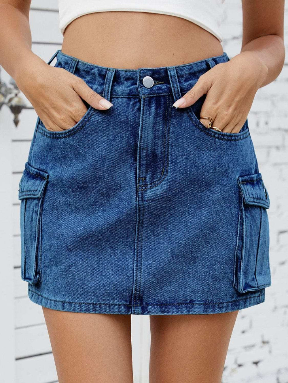 Cargo Denim Skirt - Trendsi - Flyclothing LLC