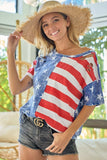 BiBi American Flag Theme Short Sleeve T-Shirt - Trendsi - Flyclothing LLC