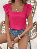 Ruffled Square Neck Cap Sleeve Blouse - Trendsi - Flyclothing LLC