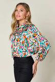 Double Take Full Size Printed Button Up Long Sleeve Shirt - Trendsi - Flyclothing LLC