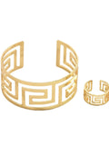 18K Gold-Plated Stainless Steel Geometric Bracelet and Ring Jewelry Set - Trendsi - Flyclothing LLC